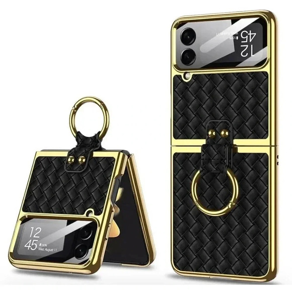 SHIELD Case For Samsung Galaxy Z Flip 4 Weave Fabric Business Style Cool‎ Black - Picture 3 of 9
